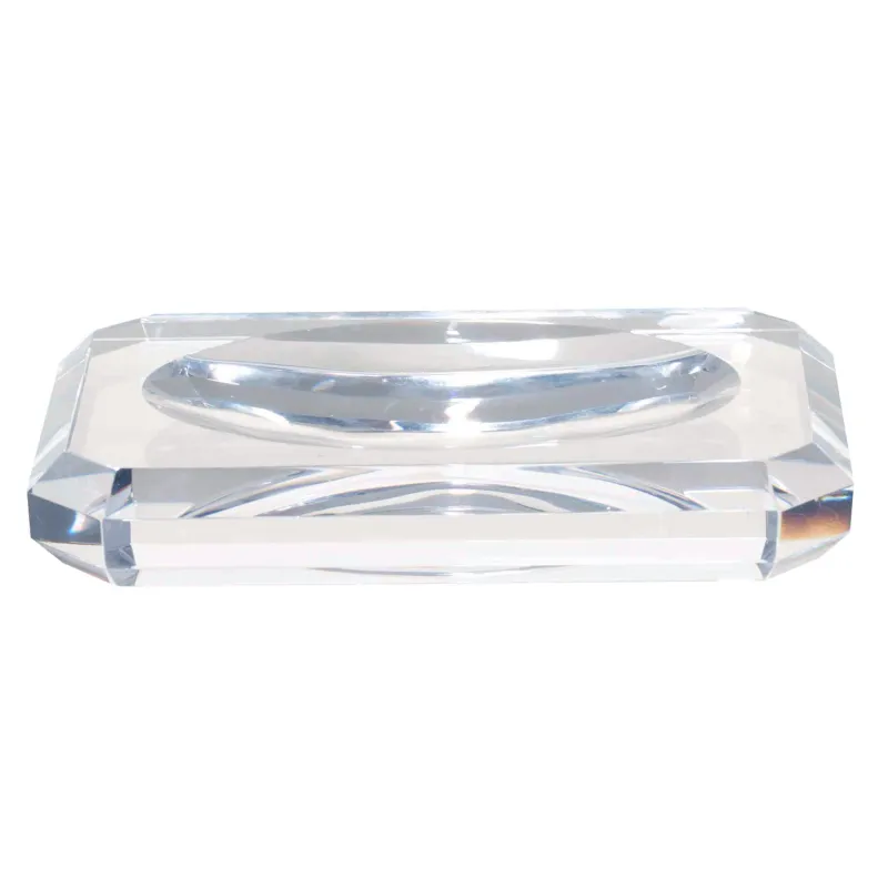 Soap dish, 12x8 cm, glass, rectangular, Facets, Shower Crystal Glance