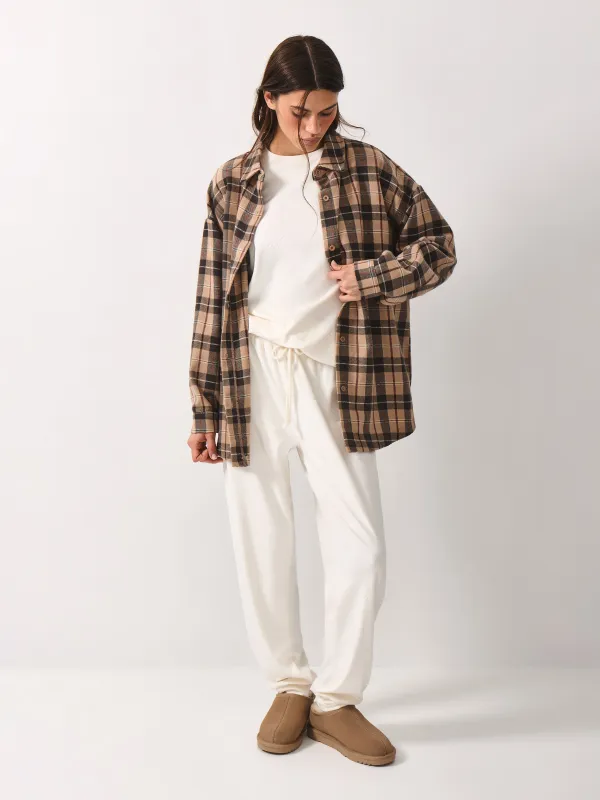 Women's trousers, homewear, size L, velour, milky, horses, Tamila, image-0