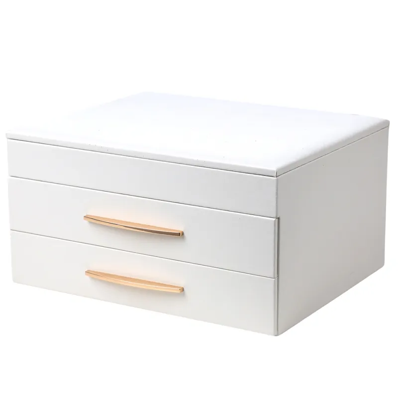 Jewelry box, 27х14 cm, PU leather / MDF, white, Premiere, image-0