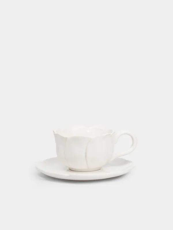 Tea pair, 1 person, 2 items, 420 ml, ceramic, milky beige, Flower, Bloome, image-0