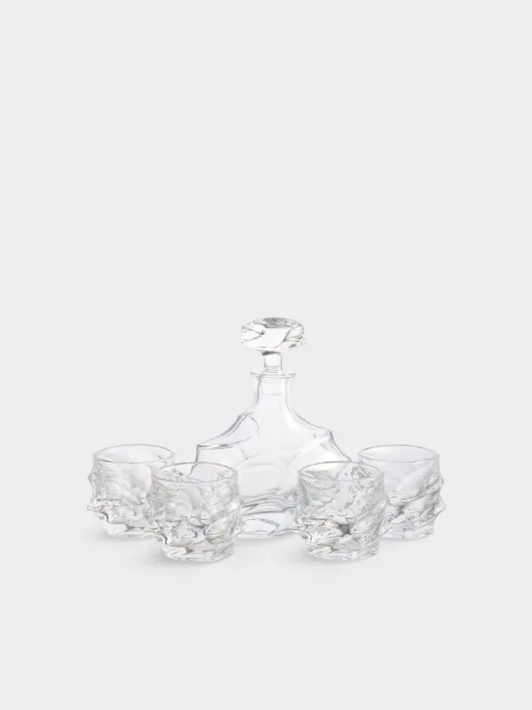 Drink set, 4 pers, 5 items, decanter / glasses, glass R, shaped, Peak, image-0