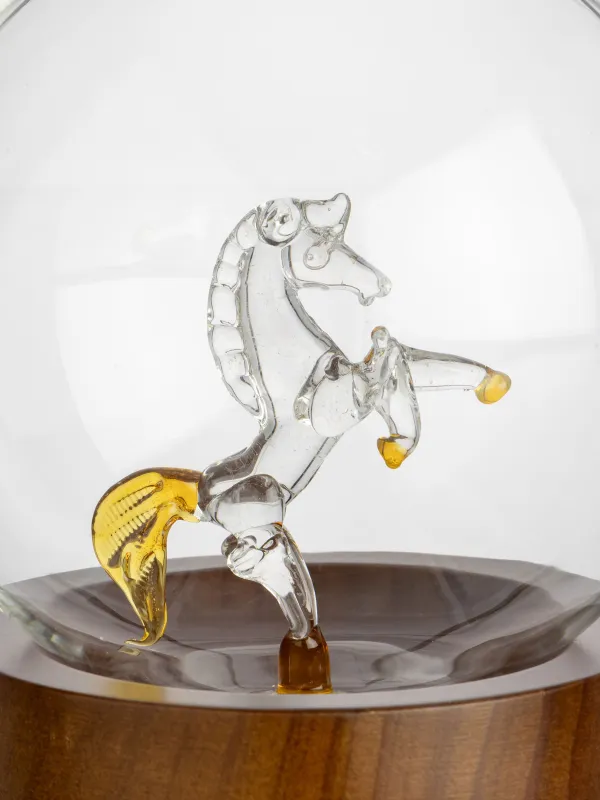 Decanter, 850 ml, on a stand, glass / wood, Horse, Bar, image-4