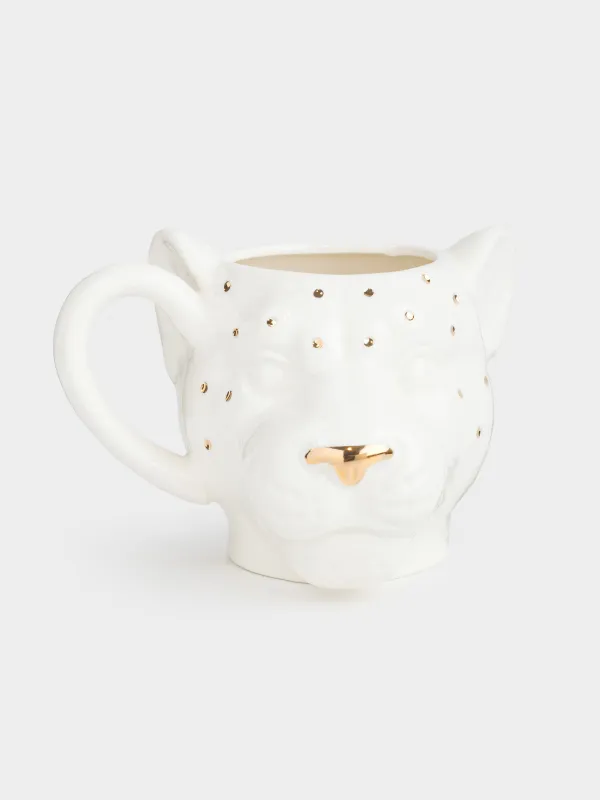 Mug, 400 ml, porcelain P, milk-golden, Panther, Panther, image-0