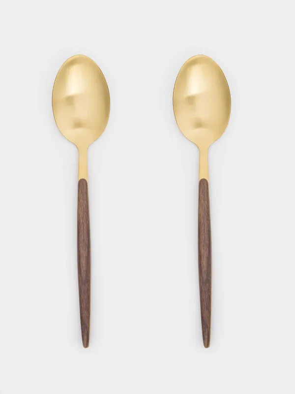 Table spoon, 2 pcs, steel / plastic, golden, matt, Oslo gold, image-1