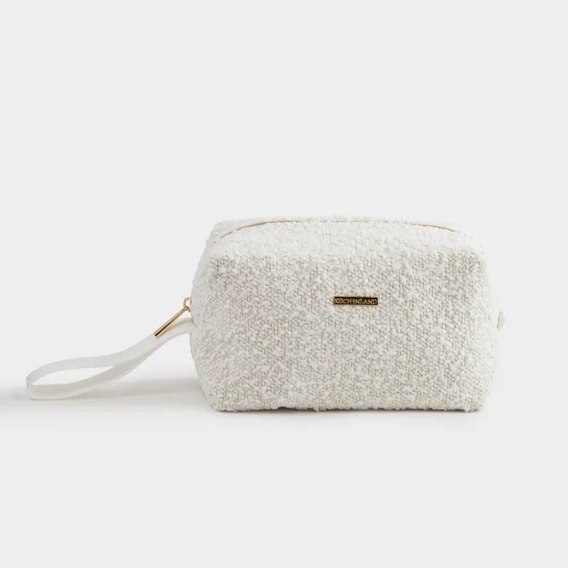 Cosmetic bag, 25x12 cm, with handle, Boucle, milky, Boucle beauty