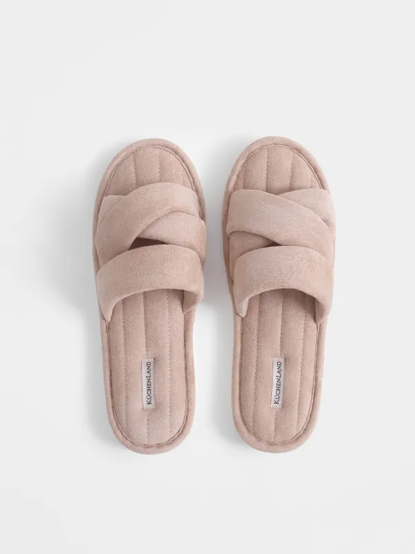 Women's slippers, homewear, size 36-37, velvet, dusty pink, Sunlit, image-1