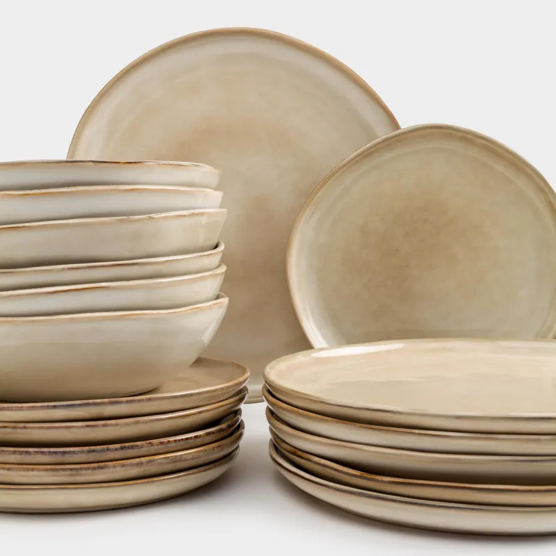 Dining set, 6 pers, 18 items, ceramic, beige, Burgos, image-6