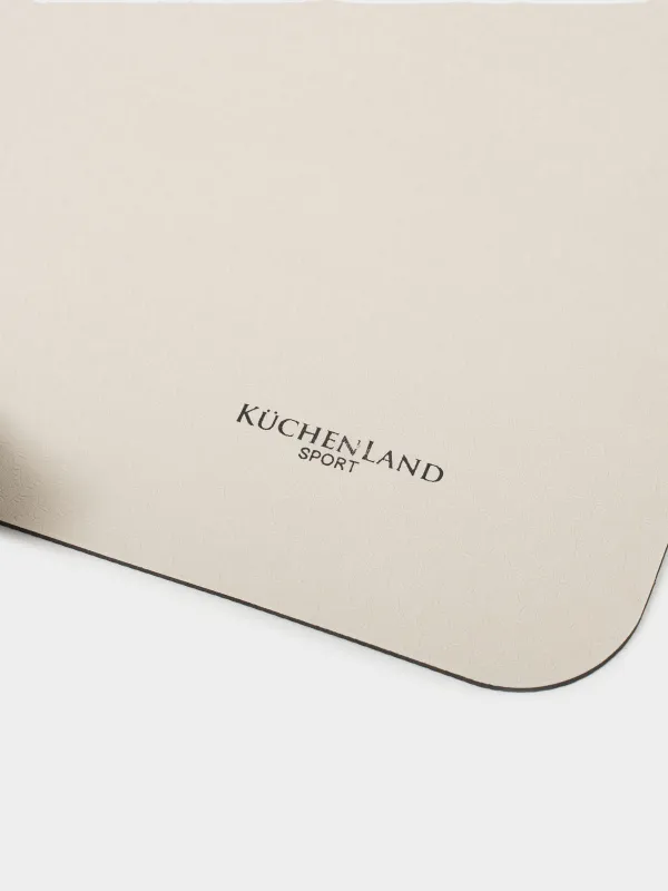 Yoga and fitness mat, 1.8 m, TPE, Black / Beige, Sport, image-2