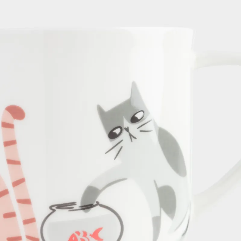 Mug, 500 ml, porcelain F, white, Cats, Cat, image-6