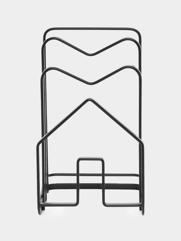 Stand organizer for cutting boards and lids, 21x12 cm, 3 otd, metal, black, House, Twist black, image-1