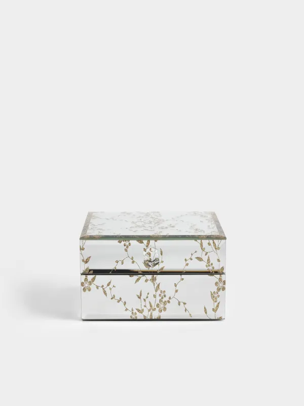 Jewelry box, 13x8 cm, glass, Mirror, Branches, Glossy, image-1