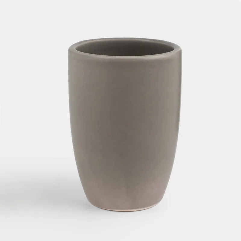 Bathroom glass, 10 cm, ceramic, beige-gray, Giza