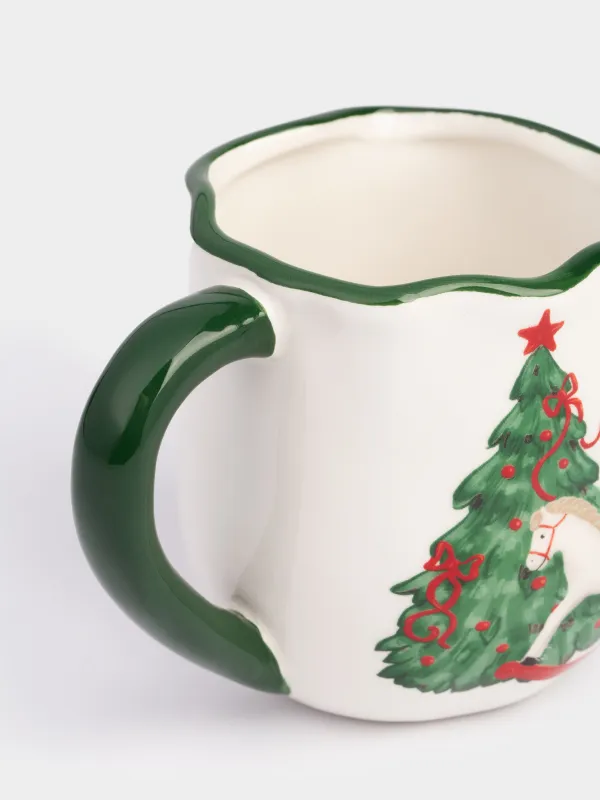 Mug, 360 ml, Ceramic, Horse with Christmas tree, Christmas green, image-2