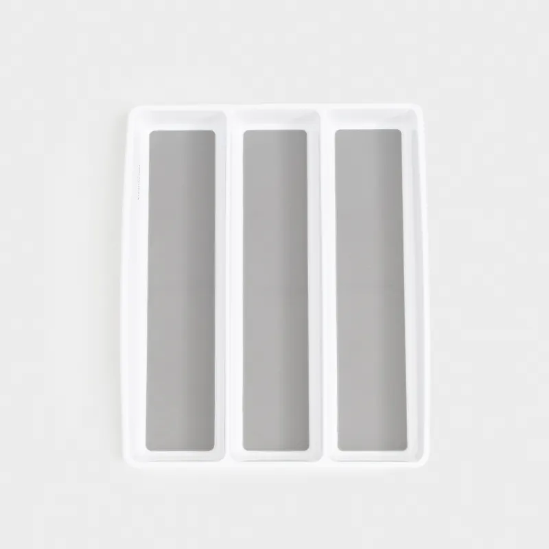 Kitchen accessories tray, 40x33 cm, 3 units, plastic / rubber, white-grey, Non-slip