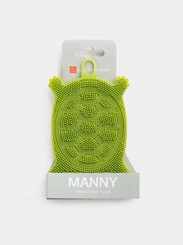Dish washing sponge, 13 cm, Silicone, Green, Turtle, Manny, image-5