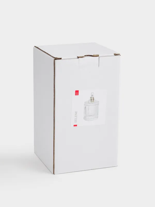 Storage container, 17x10 cm, 550 ml, with lid, glass R / metal, Golden dragonfly Selene, image-4