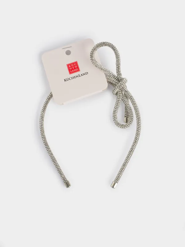 Hair band, 12x14 cm, metal / rhinestones, silver, Jewelry crystal, image-2