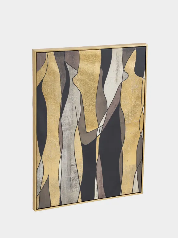 Framed painting, 78x103 cm, golden brown canvas, Abstract, image-1