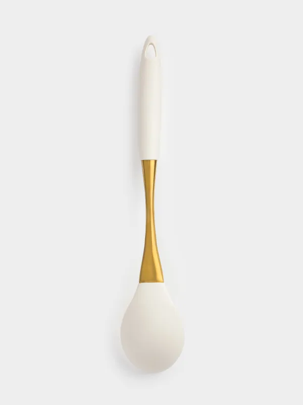 Serving spoon, 34 cm, silicone / steel, milky gold, Pintino, image-3