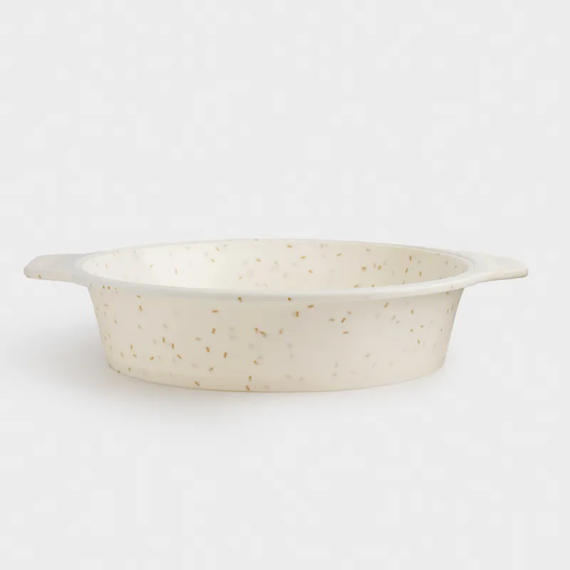 Baking dish, 25 cm, silicone / steel, round, milk, speckled, Bakery speckled