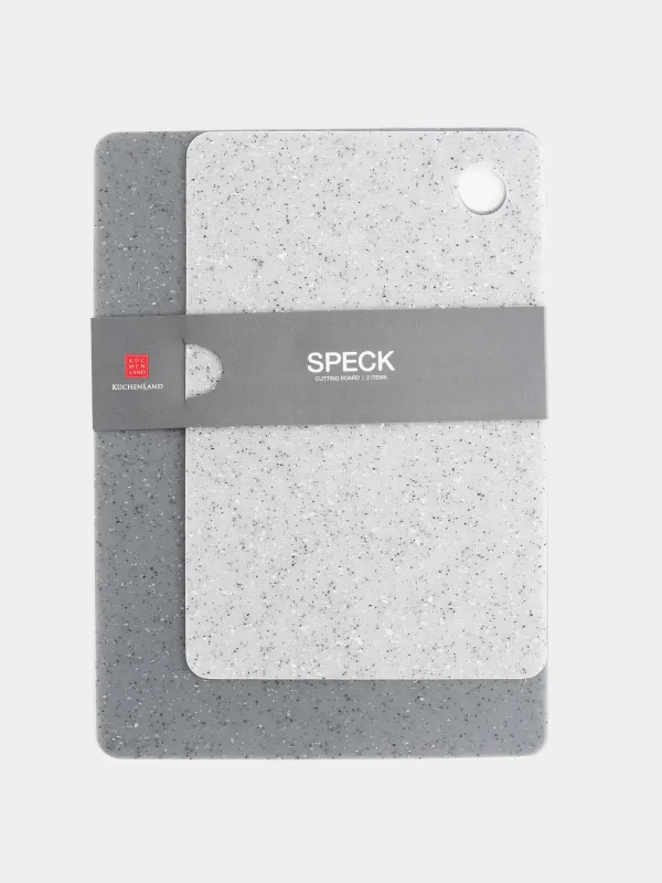 Cutting board, 19/24 cm, 2 pcs, plastic, rectangular, gray, speckled, Speck, image-3