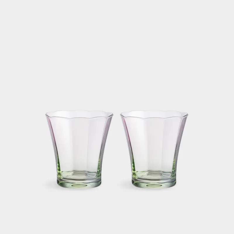 Glass, cm, 330 ml, 2 pcs, glass, purple-green, Flevertino