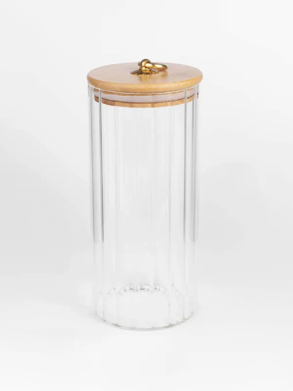 Can for bulk products, 1,1 l, glass B/ bamboo, Camellia, image-0