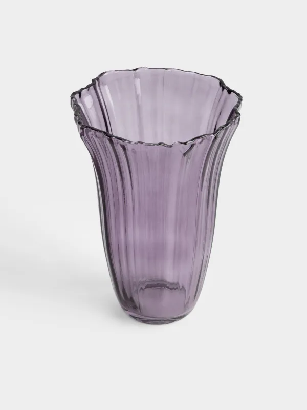 Flower vase, 25 cm, glass, purple, Ribedic, image-3