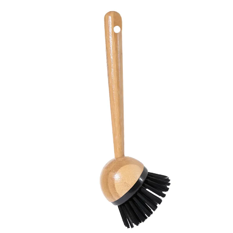 Cleaning brush, 21 cm, plastic / bamboo, black, Black clean