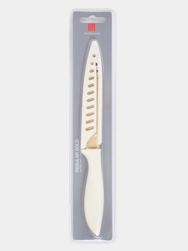 Slicing knife, 13 cm, with case, steel / plastic, milky gold, Regular gold, image-4