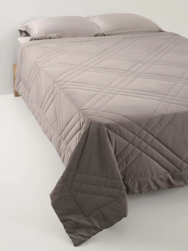 Bedspread, 220x240 cm, quilted, velvet/microfiber, gray-purple, Rhombuses, Stitch velvet, image-0