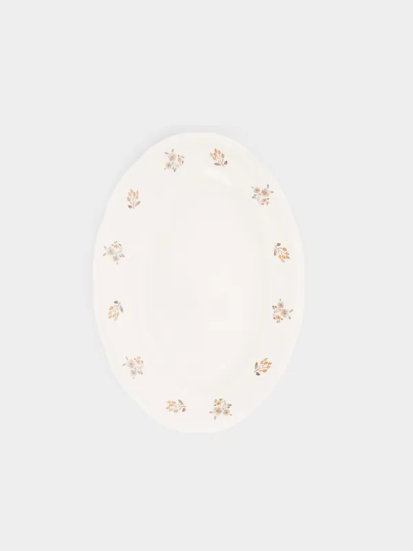 Dish, 30x21 cm, porcelain N, white, oval, Vintage flowers, La flore, image-1