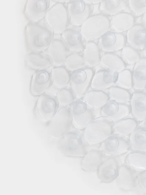 Bath/shower mat, 36x68 cm, with suction cups, PVC, Oval, White, Stones, Pebble, image-1