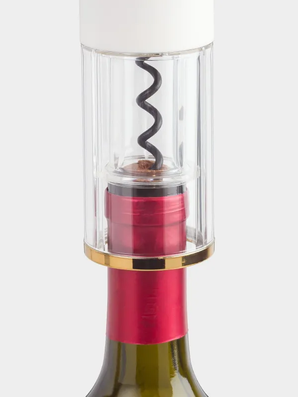 Electric corkscrew, 23 cm, with foil cutter, plastic, LED B, milky, Bar, image-3