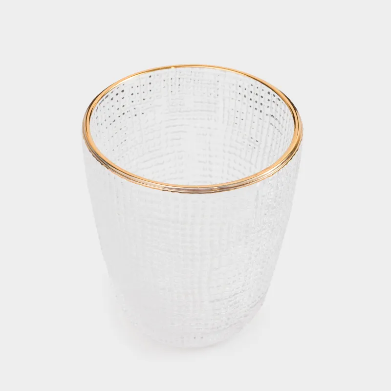 Glass, 10 cm, 320 ml, glass R, with golden edging, Grain gold, image-1