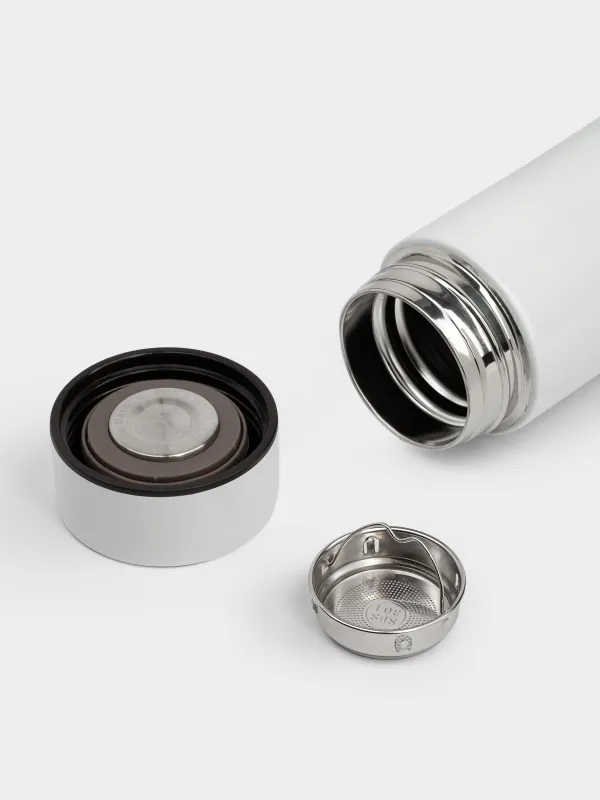 Thermos flask, 500 ml, with thermometer, steel / plastic, white, Celsius, image-2