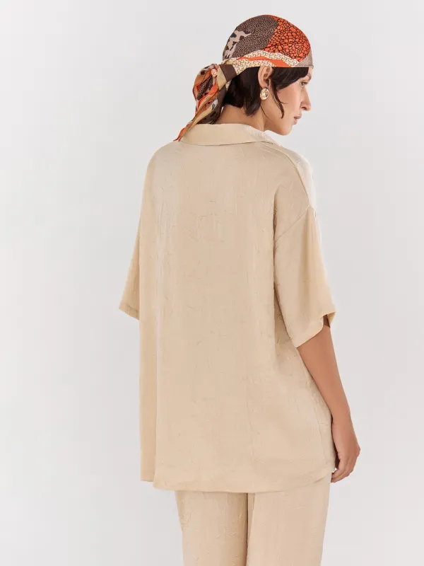 Women's shirt, size S, with short sleeves, polyester, gold, Rosalinda, image-4