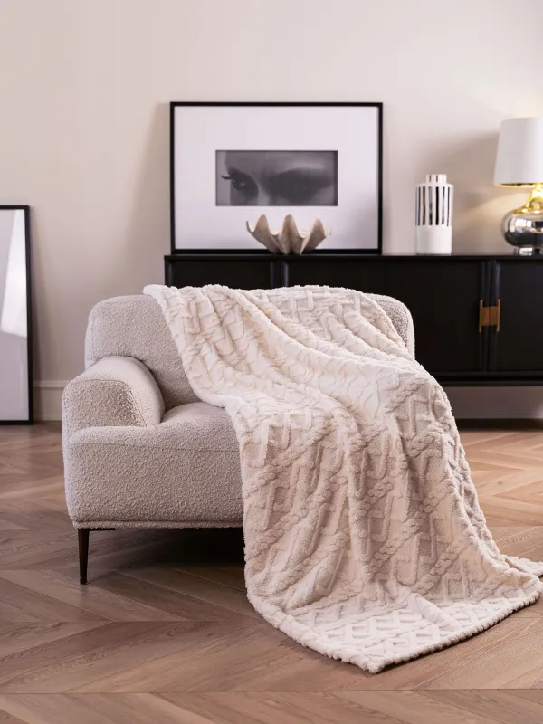 Blanket, 130x170 cm, Sherpa, gray, Braids, Sherpa, image-0