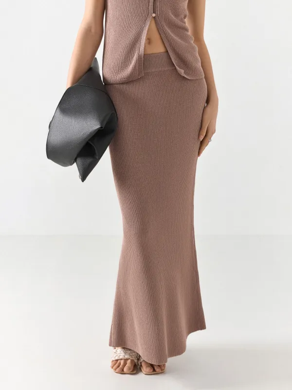 Women's skirt, maxi, size XS, split, cotton / nylon, sand, Catherine, image-2