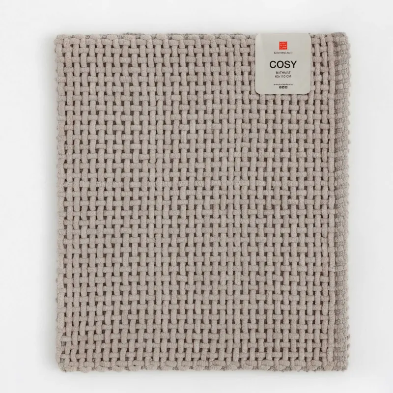 Mat, 60x110 cm, anti-slip, Polyester / cotton, beige, Grid, Cozy, image-5