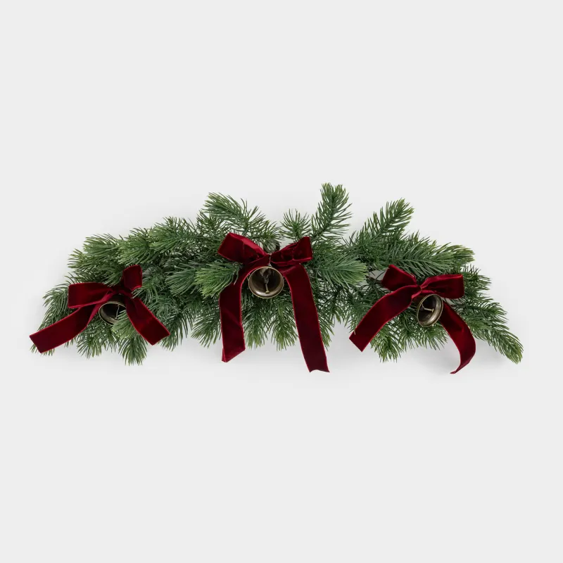 Decorative composition, 61 cm, polyethylene, Spruce with bells, Conifer decor