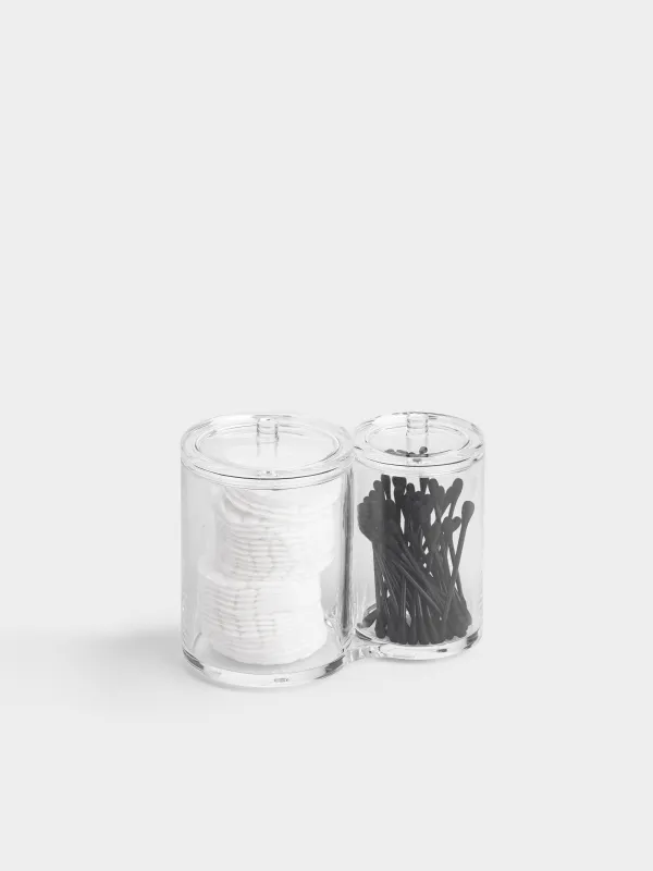 Container for cotton pads/sticks, 15x12 cm, 2 units, with lid, plastic, Basic, image-3