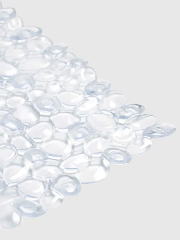 Bath/shower mat, 35x70 cm, with suction cups, PVC, Rectangular, White, Stones, Pebble, image-2