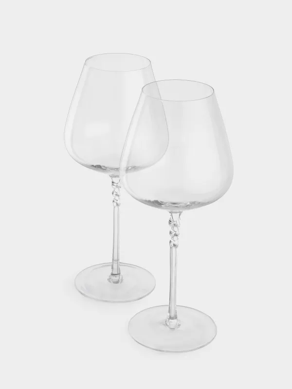 Drinking glass, 650 ml, 2 pcs, crystal glass, Twisted leg, Parma, image-1