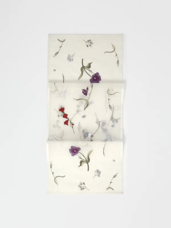 Table runner, 40x160 cm, polyester, milky, Flowers, Curiosity flower, image-0