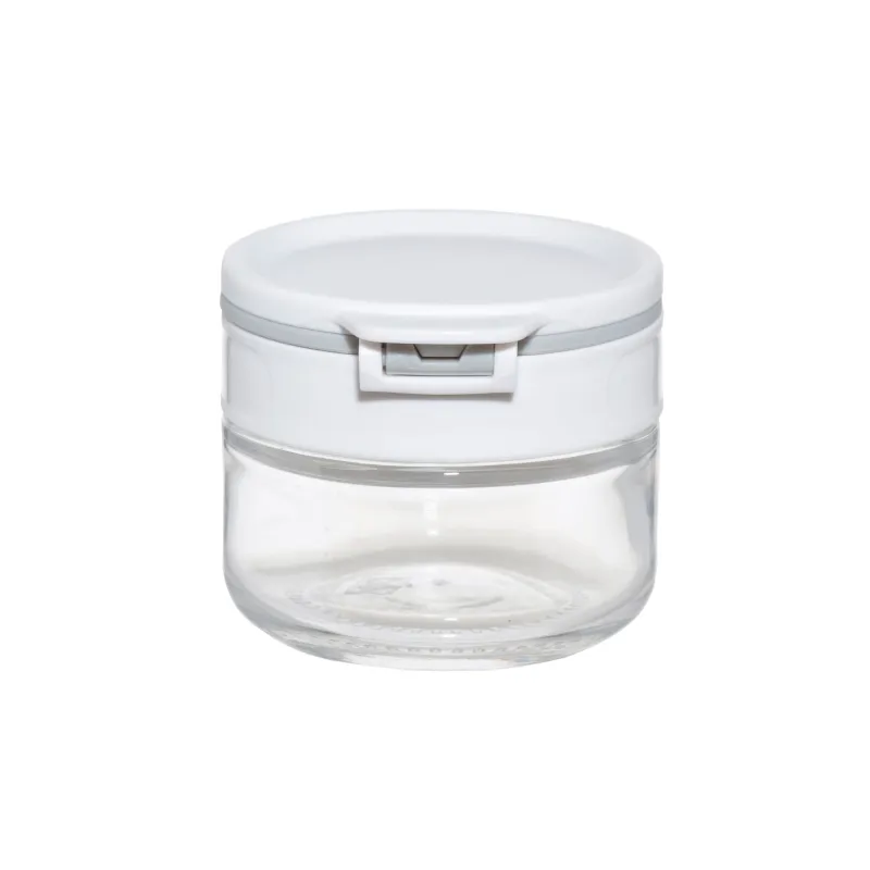 Spice container, 5 cm, with double lid, glass/plastic, grey, Comfort light