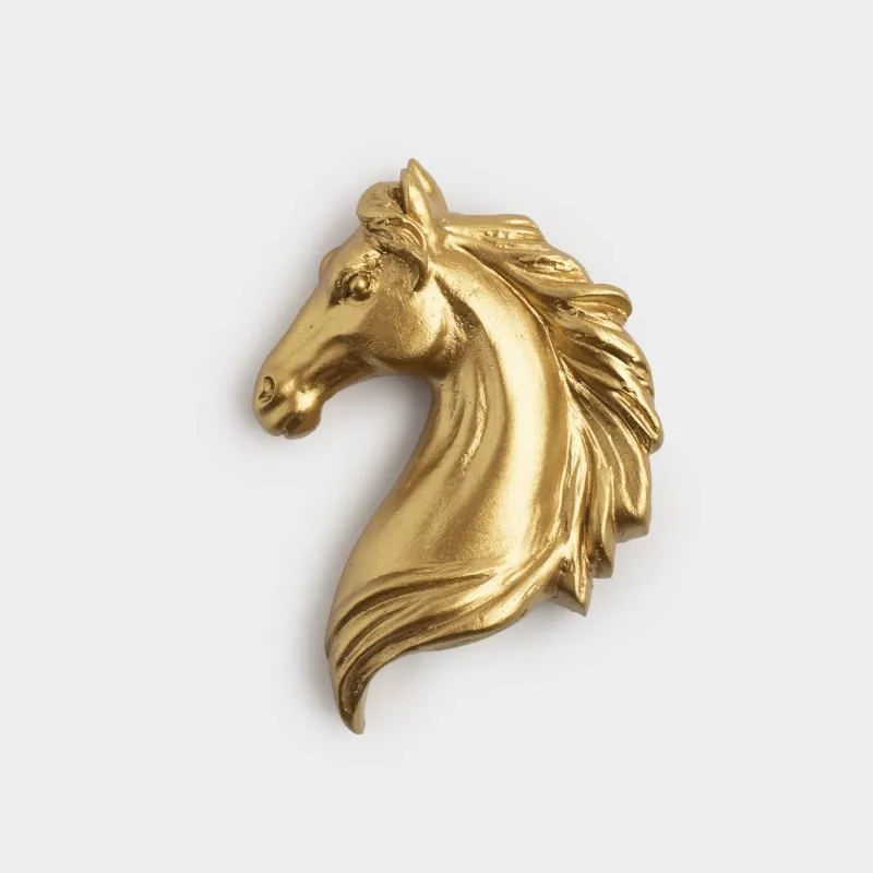 Magnet, 7 cm, polyresin, golden, Horse head, Horse gold