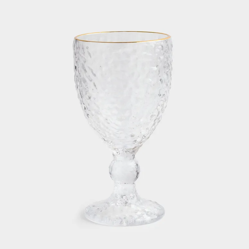 Wine goblet glass, 320 ml, glass, with golden edging, Nautilus Gold