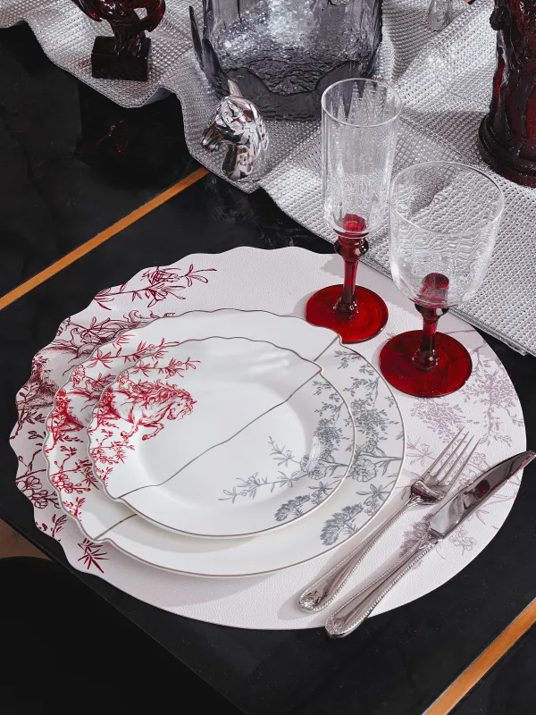 Placemat, 40 cm, PVC, round, white, Horse, Rock print, image-6