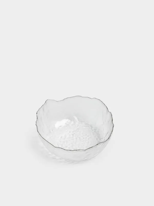 Salad bowl, 20x9 cm, 1,1 l, glass, with silver edging, Nautilus silver, image-1